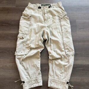 VTG Y2K Mudd Cargo Pants Mens M 34x30 Wide Leg Baggy Skate Parachute Tan